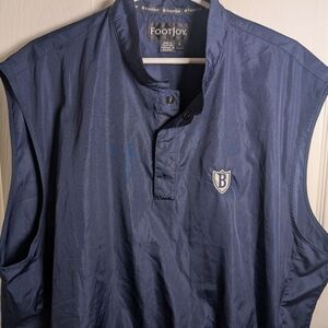 FootJoy Vest Mens Large Blue Navy 1/4 Snap Golf Pullover Sleeveless Windbreaker